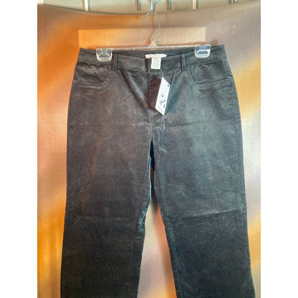 CABI Straight‎ Leg Velvet Jean Style Pants Mid Rise Regular Fit Black Size 10 B3